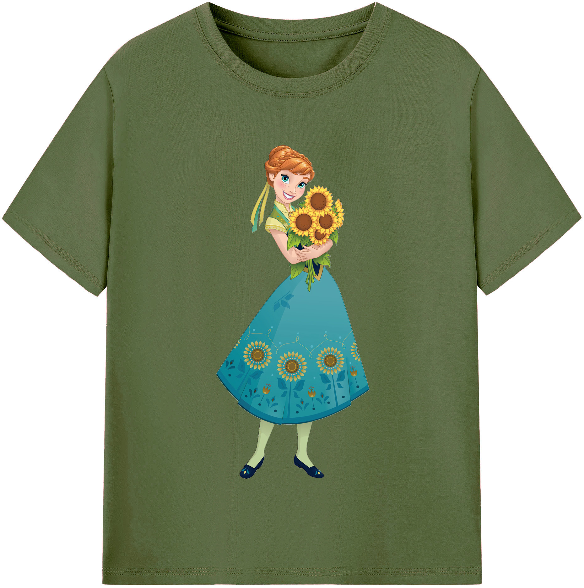 （画像用） アナと雪の女王 アンナ エルサ Frozen Anna Elsa 綿100％半袖Tシャツ（フロントプリント）